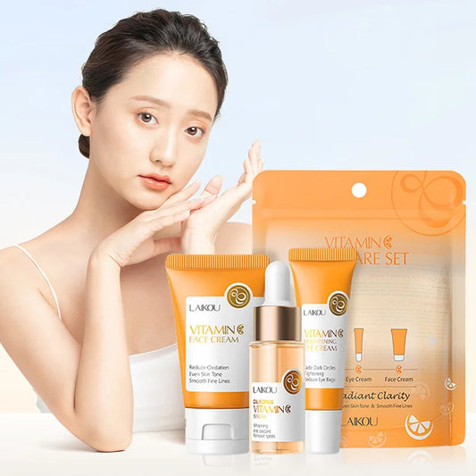 3pcs/set LAIKOU Vitamin C 24K Golden Sakura Skin Care Sets Face Cream Serum