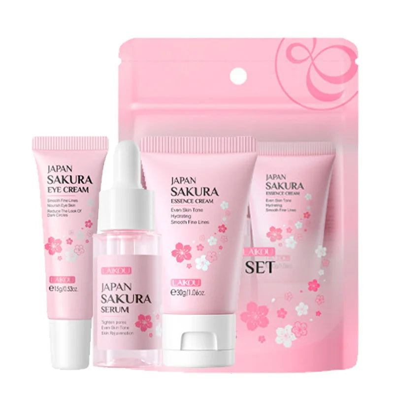3pcs/set LAIKOU Vitamin C 24K Golden Sakura Skin Care Sets Face Cream Serum