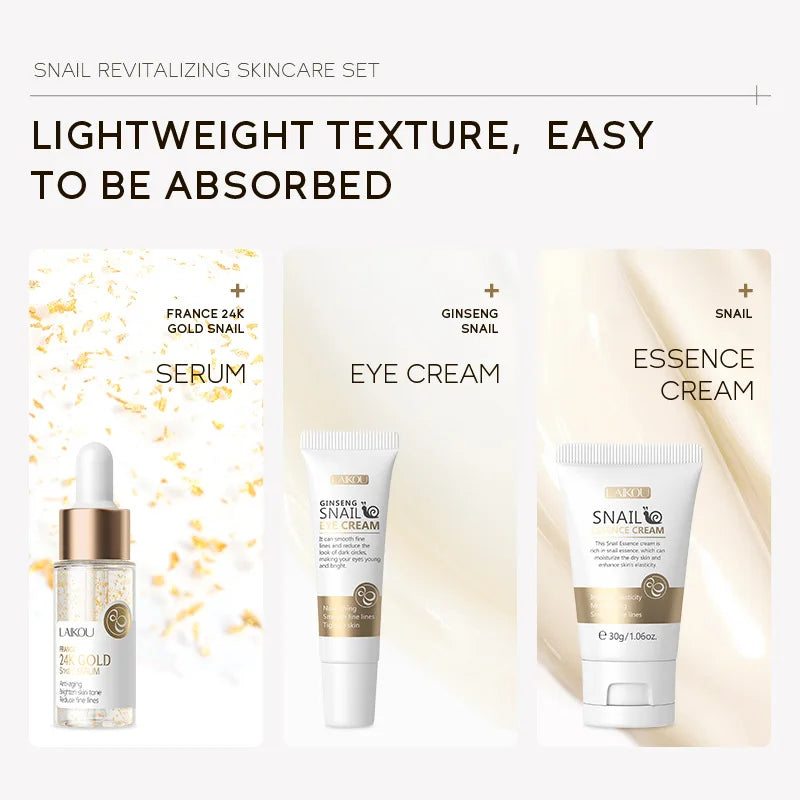 3pcs/set LAIKOU Vitamin C 24K Golden Sakura Skin Care Sets Face Cream Serum