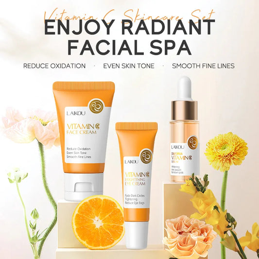3pcs/set LAIKOU Vitamin C 24K Golden Sakura Skin Care Sets Face Cream Serum