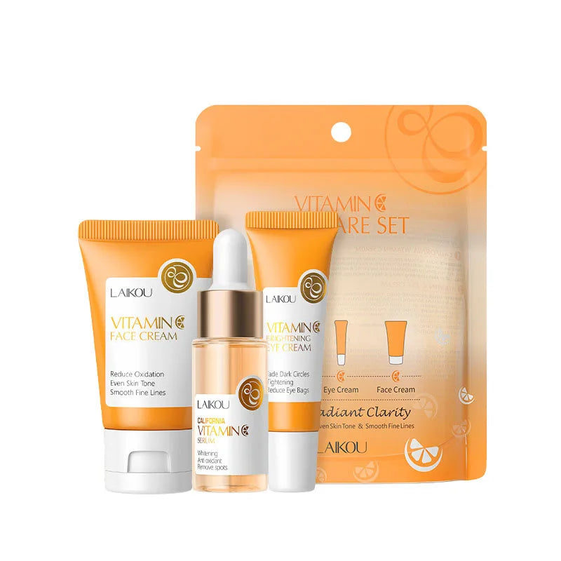 3pcs/set LAIKOU Vitamin C 24K Golden Sakura Skin Care Sets Face Cream Serum